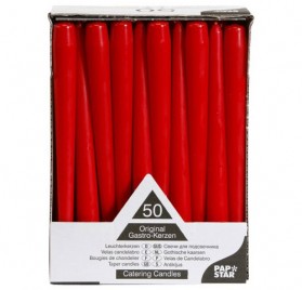 50 velas rojas para candelabro PapStar de 25 cm
