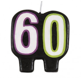 Vela de cumpleaños con el número 60 de Unique Party